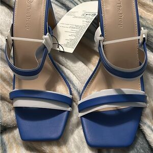 The Drop Blue and White Strappy Sandals